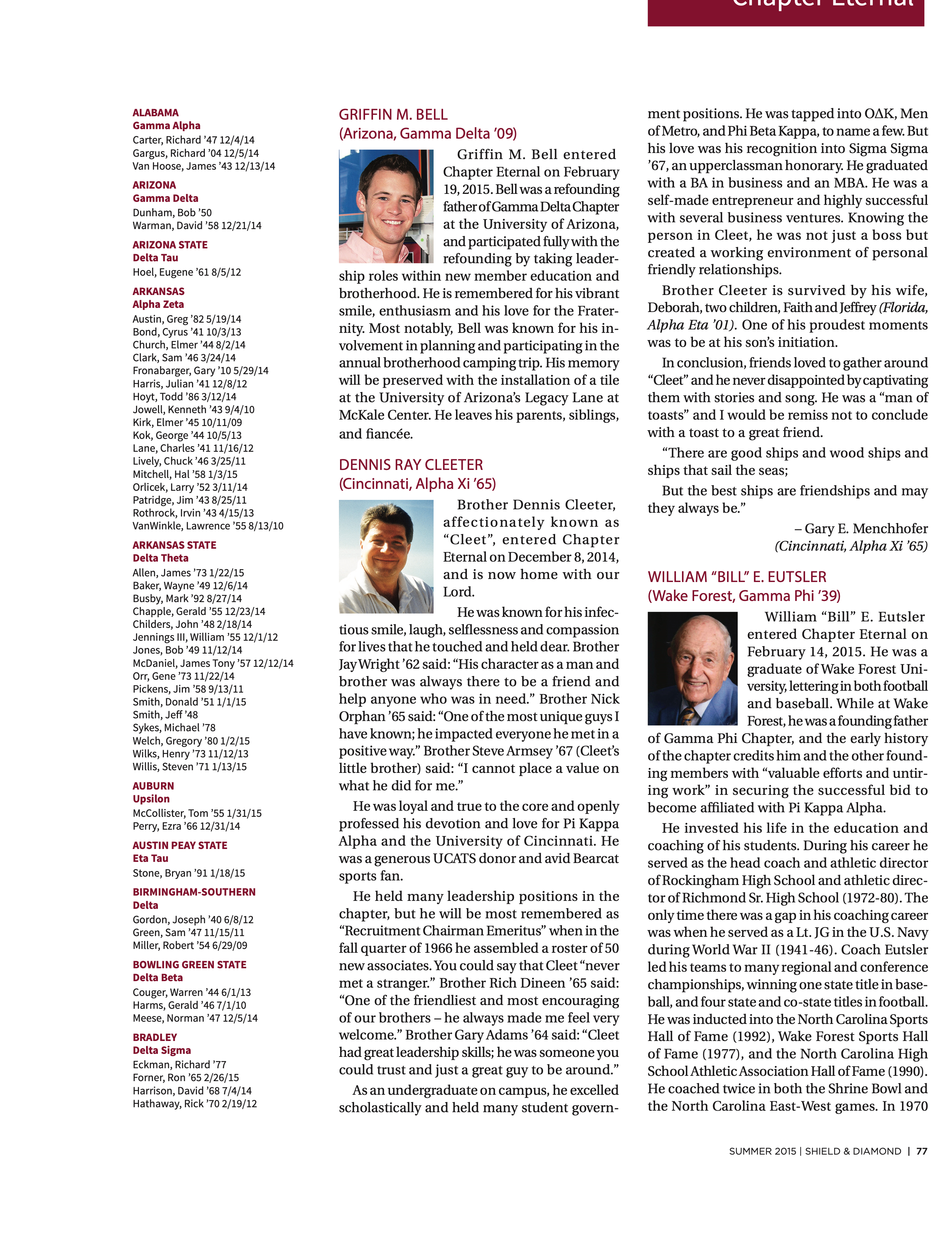 Chapter Eternal, Summer 2015